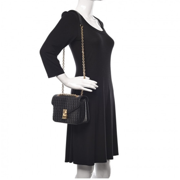 CELINE Calfskin Quilted Medium C Bag Black - Picture 2 of 16